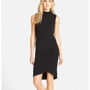 Halogen Sleeveless Mock Neck Side Ruched Dress
